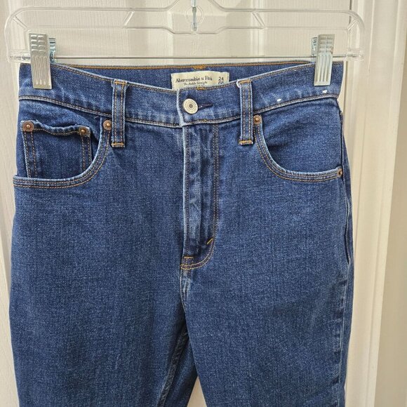 Abercrombie & Fitch Ankle Straight Jeans Size 00 24 Ultra High Rise Classic Blue - Picture 9 of 11